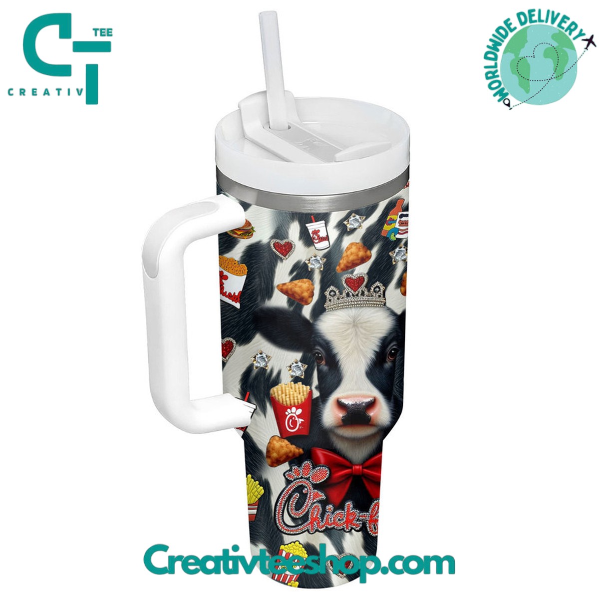 Chick fil A Eat More Chikin Gift for Her, Him on Birthday Xmas 30oz or 40oz Tumbler LN