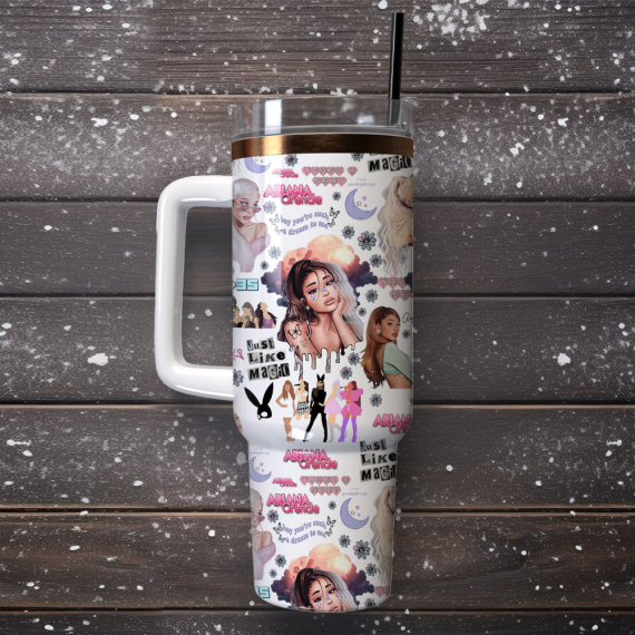 Ariana Grande Singer Custom  Quencher 30oz or 40oz Stainless Steel Tumbler With Handle,  Best gifts for Friend Family NVA