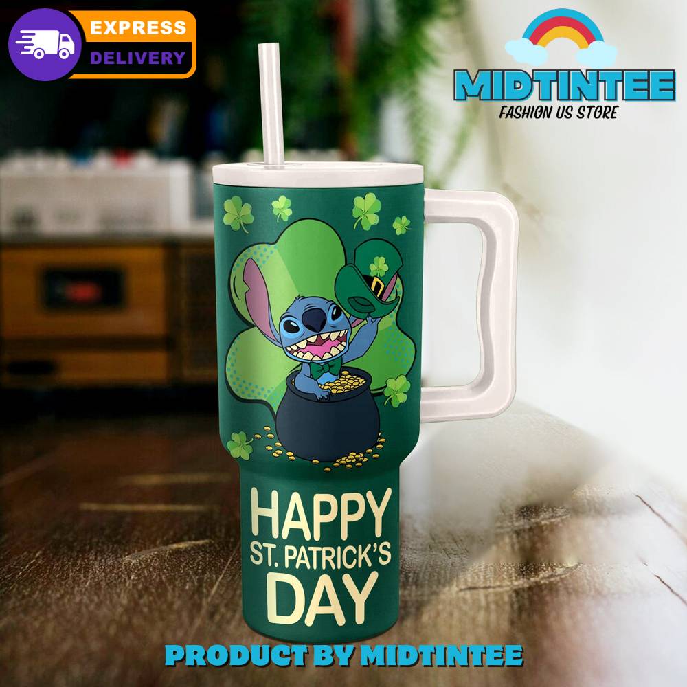 Stitch Happy St Patricks Day Gift for her, him, Birthday Xmas Halloween Gift 30oz or 40oz Tumbler LN