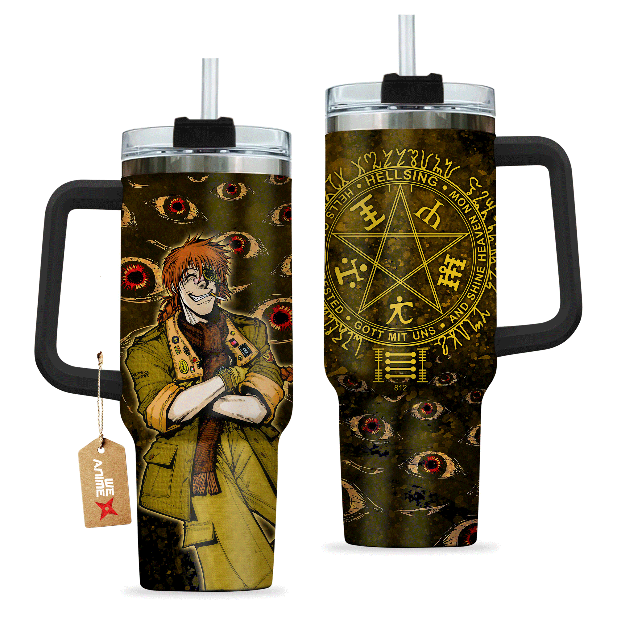 Captain Pip Bernadotte Hellsing Anime Custom Quencher 30oz or 40oz Stainless Steel Tumbler With Handle HG