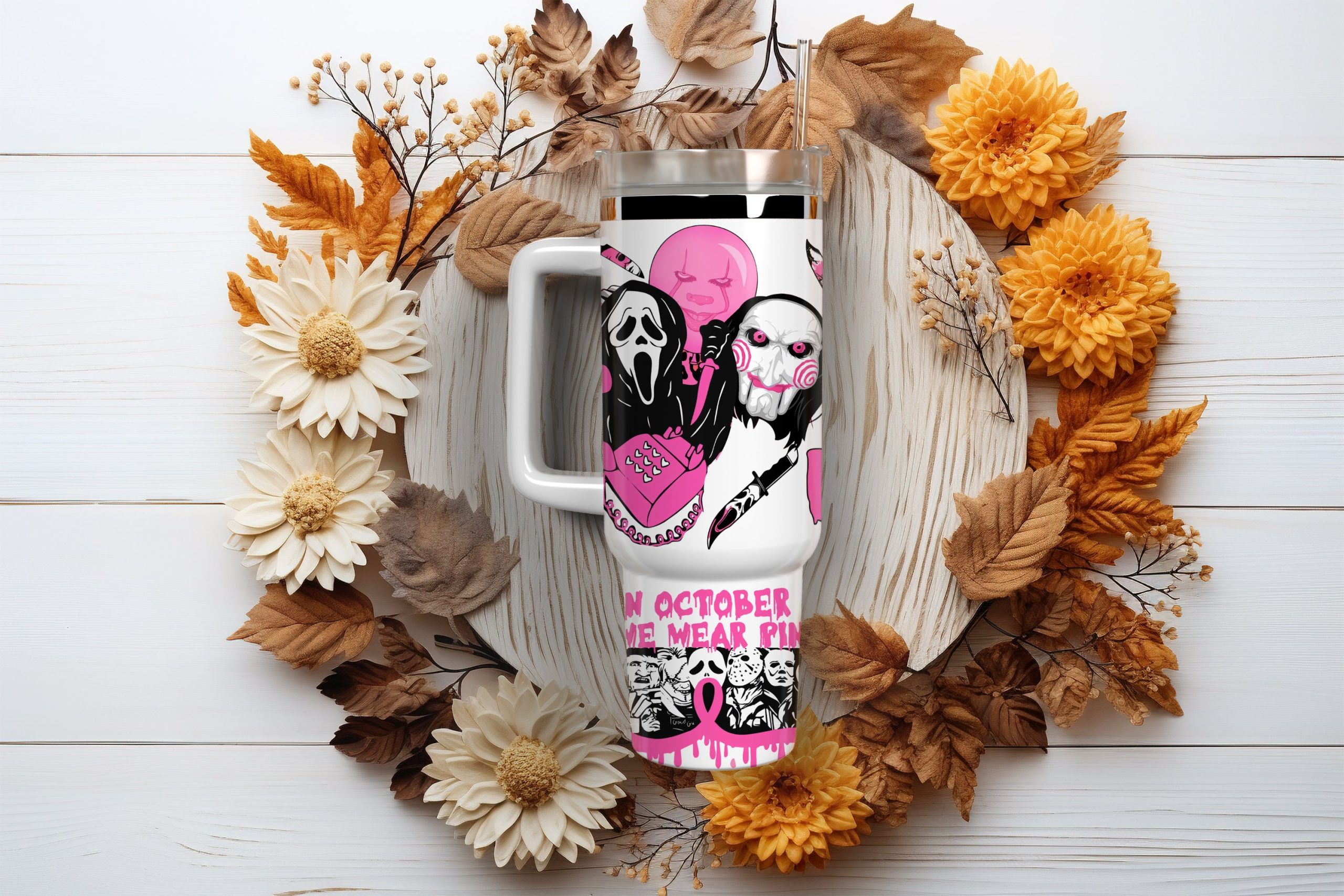 Horror Movie Characters Movies Custom Quencher 30oz or 40oz Stainless Steel Tumbler With Handle HG