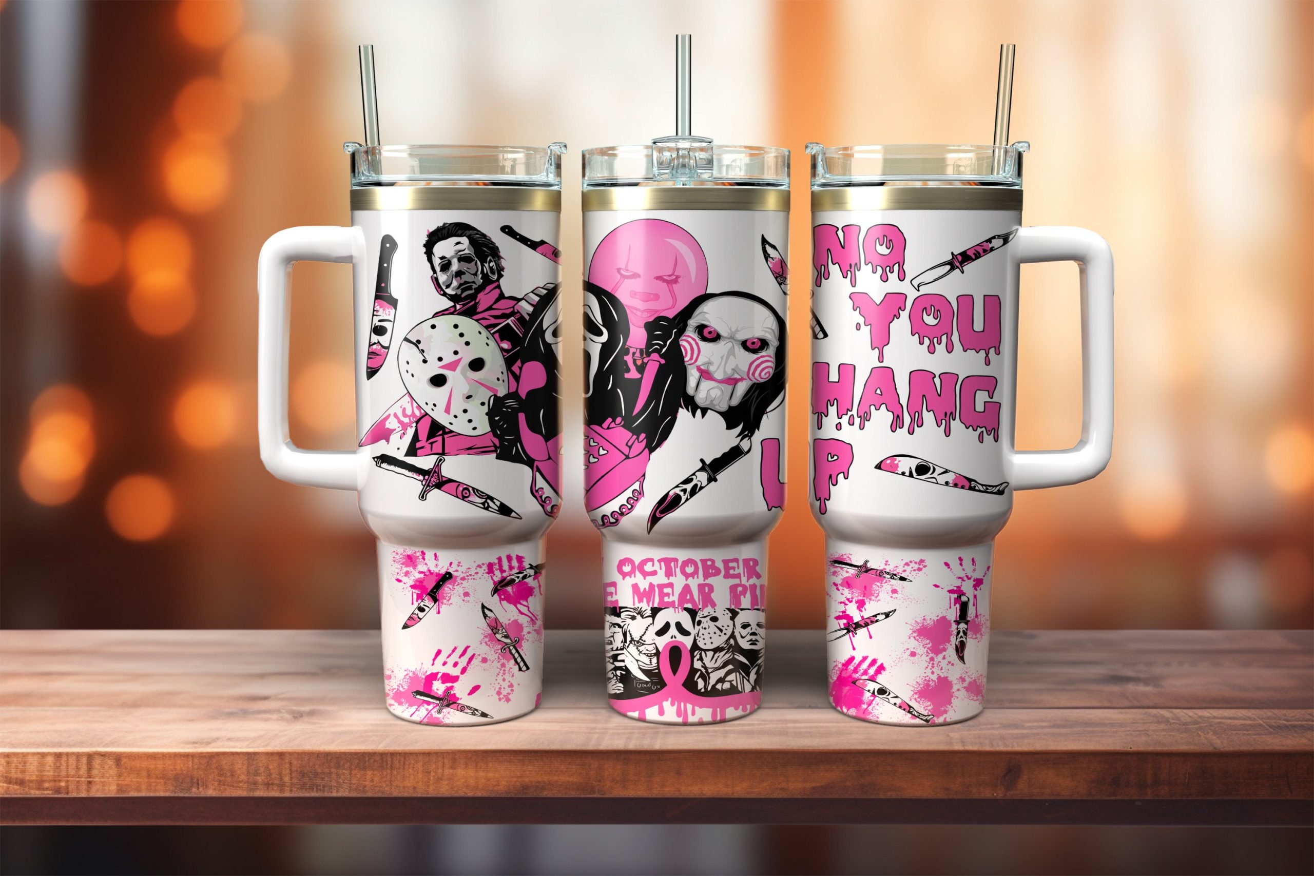 Horror Movie Characters Movies Custom Quencher 30oz or 40oz Stainless Steel Tumbler With Handle HG