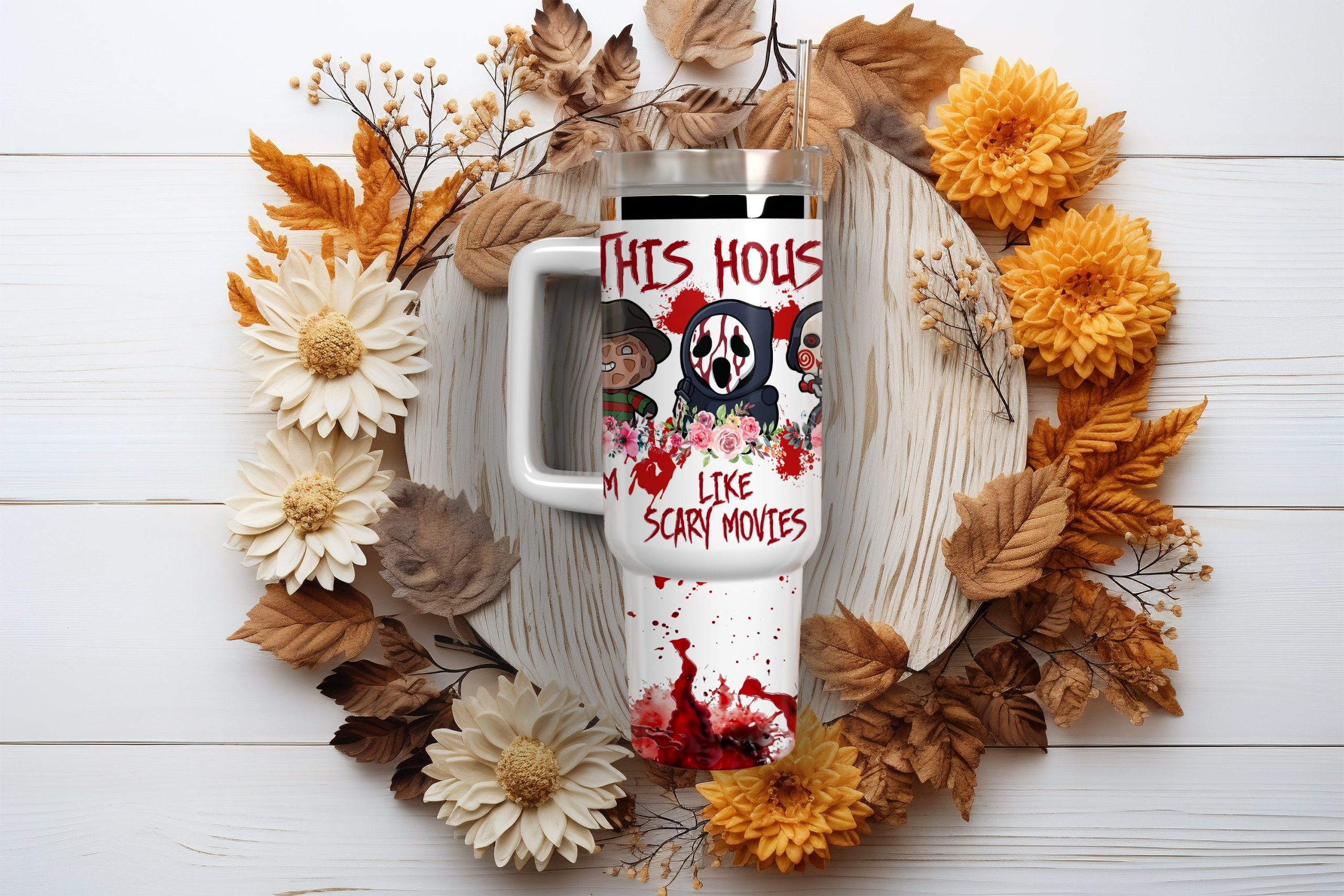 Horror Movie Characters Movies Custom Quencher 30oz or 40oz Stainless Steel Tumbler With Handle HG