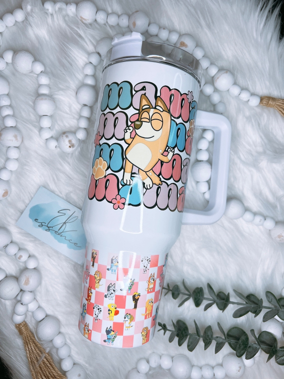 Blue dog mama Behind Every Mama Is A Car Seat and A Hot Mess Mom Mother's Day gift For Mom 30oz or 40oz Tumbler HG