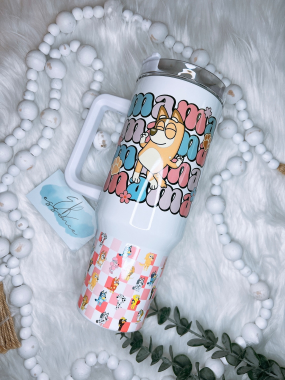 Blue dog mama Behind Every Mama Is A Car Seat and A Hot Mess Mom Mother's Day gift For Mom 30oz or 40oz Tumbler HG