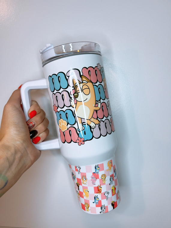 Blue dog mama Behind Every Mama Is A Car Seat and A Hot Mess Mom Mother's Day gift For Mom 30oz or 40oz Tumbler HG