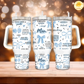 Mama Bow Coquette 30oz or 40oz Quencher Tumbler Gift For Her Him Birthday Gift LN Blue Mama Tumbler Mothers Day Gift Tumbler