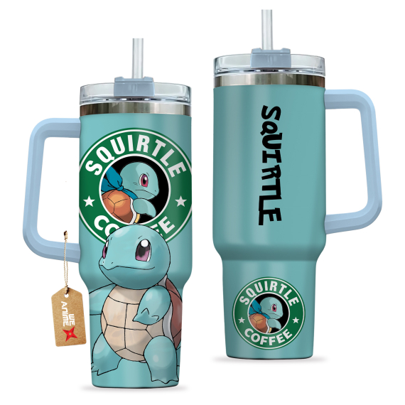 Squirtle Coffee Pokemon Anime Custom   Quencher 30oz or 40oz Stainless Steel Tumbler With Handle HG